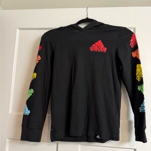 Adidas Boys Long Sleeve Cotton Jersey Hooded T-Shirt Tee Multicolor